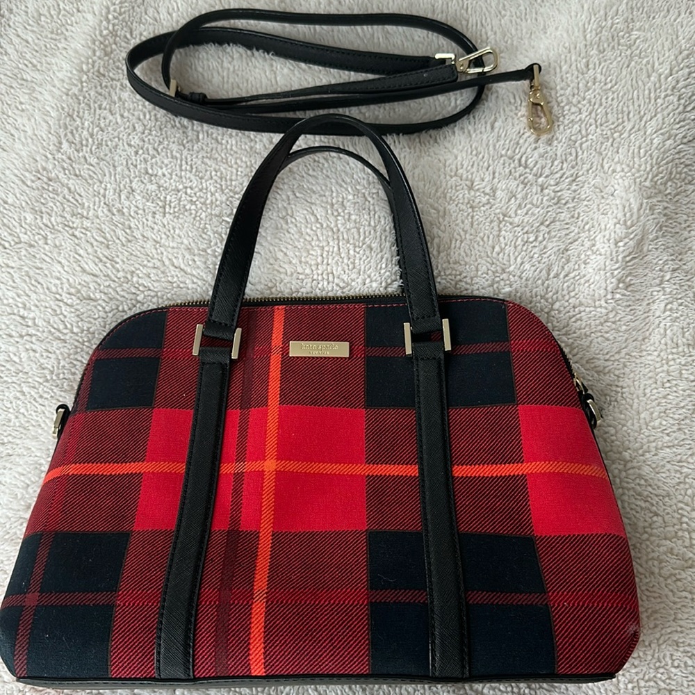 Kate Spade New York Newbury Lane Plaid Red Rachelle Bag.